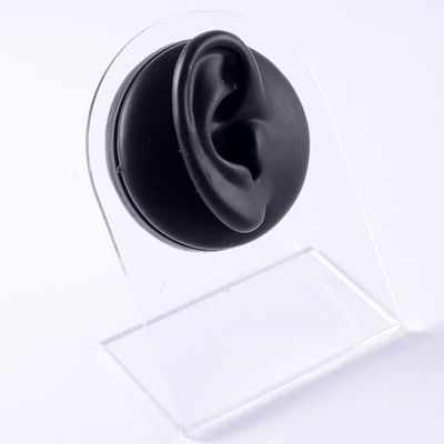 GatherTOOL 1PC Silicone Model Tattoo Puncture Practice Simulation Human Body Part Display Ear Nose Lip Navel Tongue Piercing Jewelry (Color : Black Right Ear)