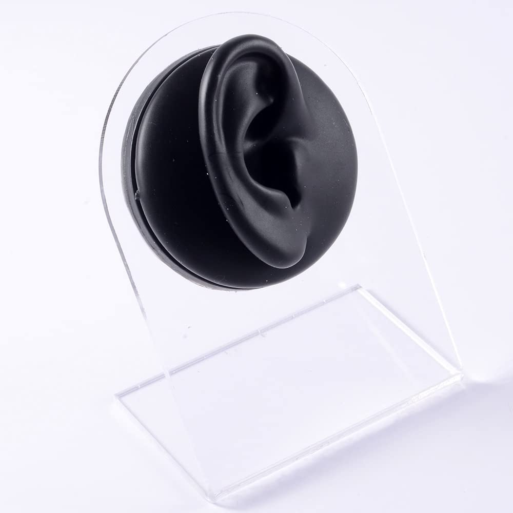 GatherTOOL 1PC Silicone Model Tattoo Puncture Practice Simulation Human Body Part Display Ear Nose Lip Navel Tongue Piercing Jewelry (Color : Black Right Ear)