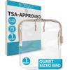 BORSALI TSA Approved Toiletry Bag - Clear Quart Size for 3-1-1 Carry On Travel - Makeup Organizer Cosmetic Pouch with Zipper - Travel Accessories - Taupe view 1