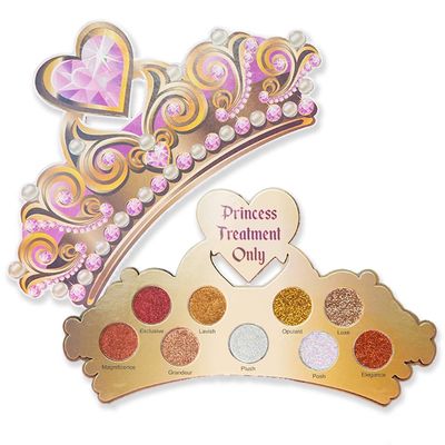 The Princess Palette - Highly Pigmented Glitter and Shimmer Crown Shaped Novelty Eyeshadow Makeup Palette - 9 Shades