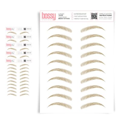 5 Pack Temporary Eyebrow Tattoos Waterproof Eyebrow Stickers, False Tattoos Hair Like Peel Off Instant Transfer Brows For Women And Men | Natural Strokes, Shaping (curved, taupe)