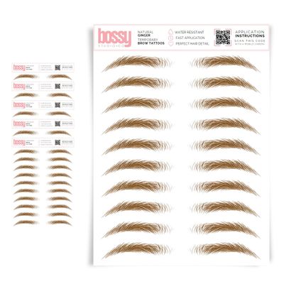 5 Pack Temporary Eyebrow Tattoos Waterproof Eyebrow Stickers, False Tattoos Hair Like Peel Off Instant Transfer Brows For Women And Men | Natural Strokes, Shaping (natural, ginger)
