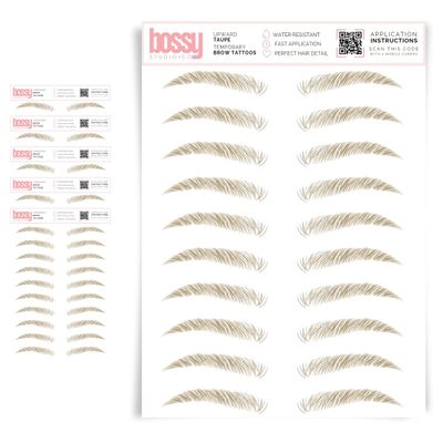 5 Pack Temporary Eyebrow Tattoos Waterproof Eyebrow Stickers, False Tattoos Hair Like Peel Off Instant Transfer Brows For Women And Men | Natural Strokes, Shaping (upward, taupe)