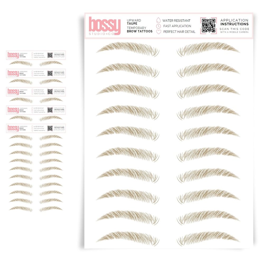5 Pack Temporary Eyebrow Tattoos Waterproof Eyebrow Stickers, False Tattoos Hair Like Peel Off Instant Transfer Brows For Women And Men | Natural Strokes, Shaping (upward, taupe)