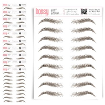 10 Pack Temporary Eyebrow Tattoos Waterproof Eyebrow Stickers, False Tattoos Hair Like Peel Off Instant Transfer Brows For Women And Men | Natural Strokes, Shaping (tapered, brown)
