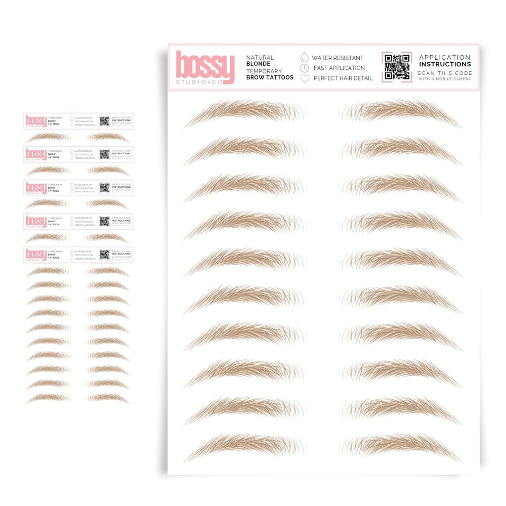 5 Pack Temporary Eyebrow Tattoos Waterproof Eyebrow Stickers, False Tattoos Hair Like Peel Off Instant Transfer Brows For Women And Men | Natural Strokes, Shaping (natural, blonde)