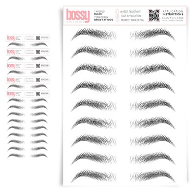 5 Pack Temporary Eyebrow Tattoos Waterproof Eyebrow Stickers, False Tattoos Hair Like Peel Off Instant Transfer Brows For Women And Men | Natural Strokes, Shaping (tapered, black)