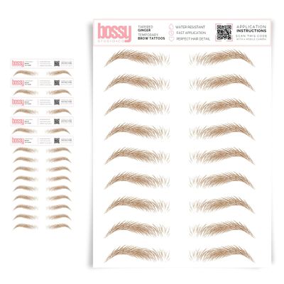 5 Pack Temporary Eyebrow Tattoos Waterproof Eyebrow Stickers, False Tattoos Hair Like Peel Off Instant Transfer Brows For Women And Men | Natural Strokes, Shaping (tapered, ginger)