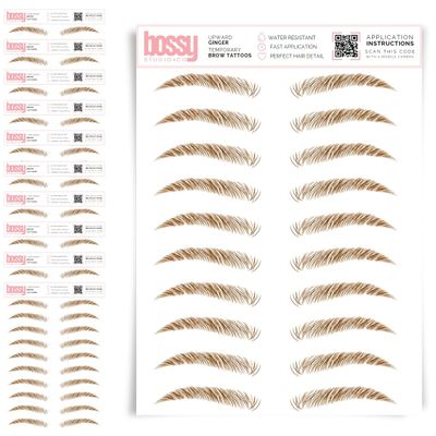 10 Pack Temporary Eyebrow Tattoos Waterproof Eyebrow Stickers, False Tattoos Hair Like Peel Off Instant Transfer Brows For Women And Men | Natural Strokes, Shaping (upward, ginger)