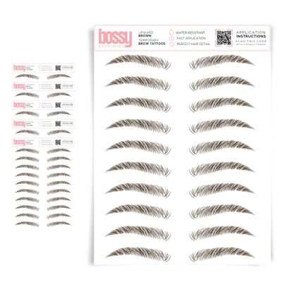 5 Pack Temporary Eyebrow Tattoos Waterproof Eyebrow Stickers, False Tattoos Hair Like Peel Off Instant Transfer Brows For Women And Men | Natural Strokes, Shaping (upward, brown)