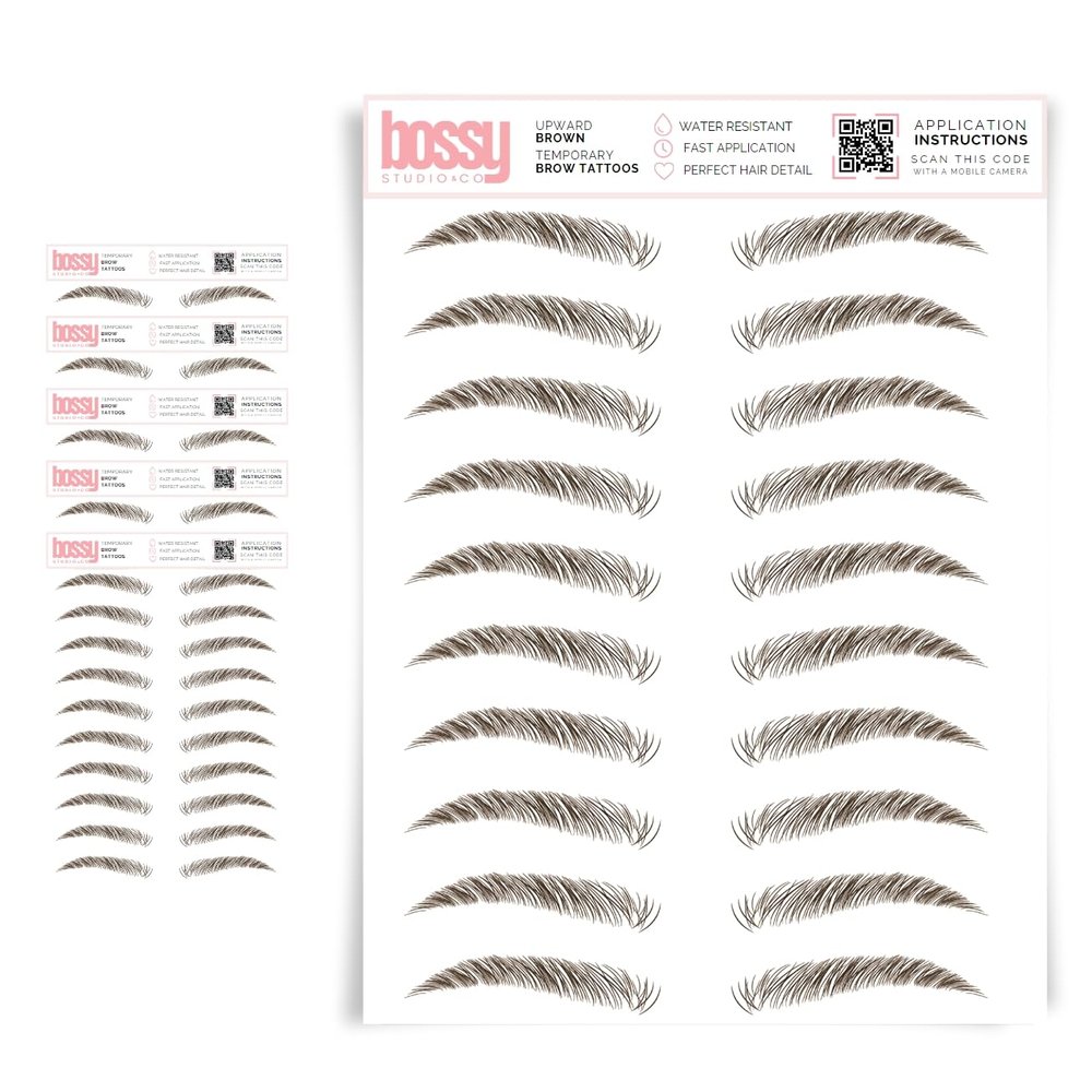5 Pack Temporary Eyebrow Tattoos Waterproof Eyebrow Stickers, False Tattoos Hair Like Peel Off Instant Transfer Brows For Women And Men | Natural Strokes, Shaping (upward, brown)