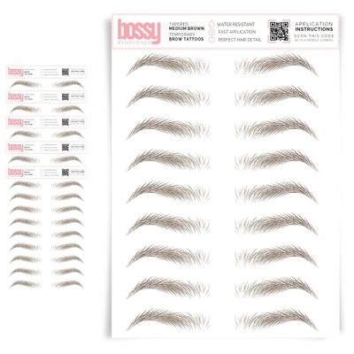 5 Pack Temporary Eyebrow Tattoos Waterproof Eyebrow Stickers, False Tattoos Hair Like Peel Off Instant Transfer Brows For Women And Men | Natural Strokes, Shaping (tapered, medium brown)