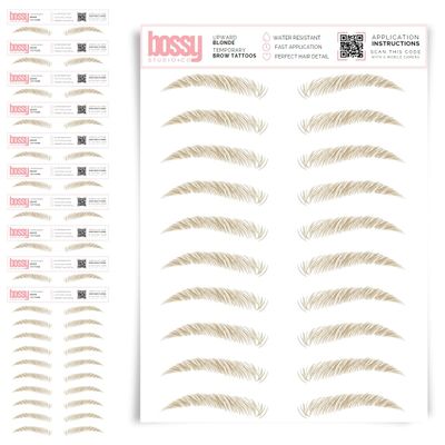 10 Pack Temporary Eyebrow Tattoos Waterproof Eyebrow Stickers, False Tattoos Hair Like Peel Off Instant Transfer Brows For Women And Men | Natural Strokes, Shaping (upward, blonde)