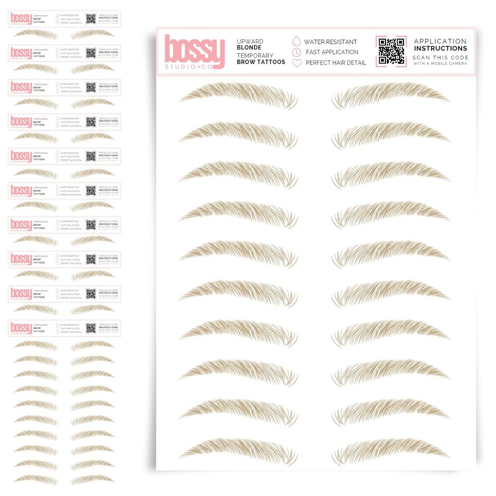 10 Pack Temporary Eyebrow Tattoos Waterproof Eyebrow Stickers, False Tattoos Hair Like Peel Off Instant Transfer Brows For Women And Men | Natural Strokes, Shaping (upward, blonde)