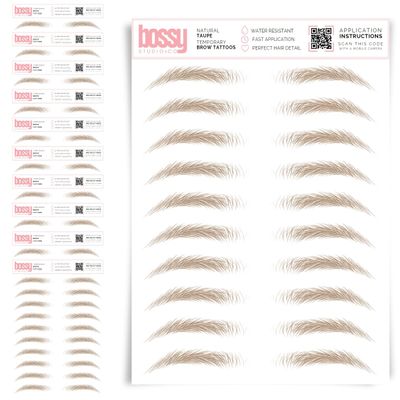 10 Pack Temporary Eyebrow Tattoos Waterproof Eyebrow Stickers, False Tattoos Hair Like Peel Off Instant Transfer Brows For Women And Men | Natural Strokes, Shaping (natural, taupe)