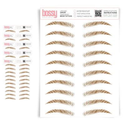 5 Pack Temporary Eyebrow Tattoos Waterproof Eyebrow Stickers, False Tattoos Hair Like Peel Off Instant Transfer Brows For Women And Men | Natural Strokes, Shaping (upward, ginger)