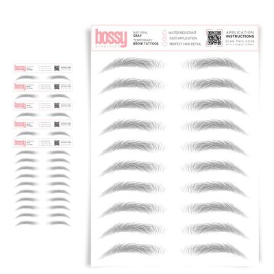 5 Pack Temporary Eyebrow Tattoos Waterproof Eyebrow Stickers, False Tattoos Hair Like Peel Off Instant Transfer Brows For Women And Men | Natural Strokes, Shaping (natural, gray)