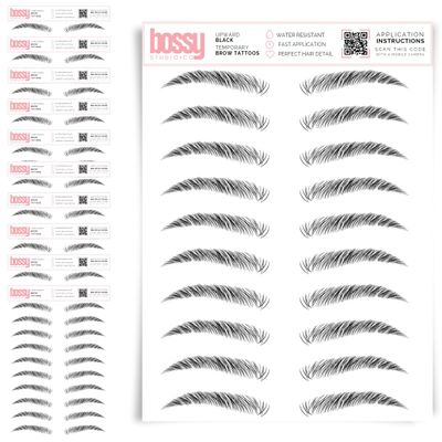 10 Pack Temporary Eyebrow Tattoos Waterproof Eyebrow Stickers, False Tattoos Hair Like Peel Off Instant Transfer Brows For Women And Men | Natural Strokes, Shaping (upward, black)