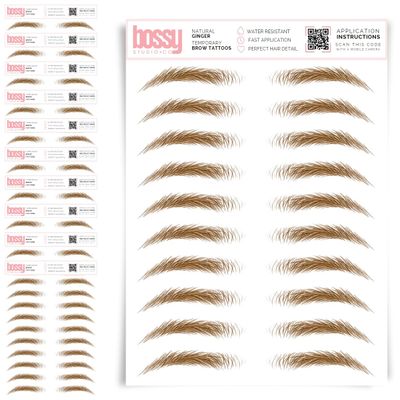 10 Pack Temporary Eyebrow Tattoos Waterproof Eyebrow Stickers, False Tattoos Hair Like Peel Off Instant Transfer Brows For Women And Men | Natural Strokes, Shaping (natural, ginger)