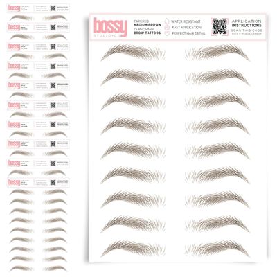 10 Pack Temporary Eyebrow Tattoos Waterproof Eyebrow Stickers, False Tattoos Hair Like Peel Off Instant Transfer Brows For Women And Men | Natural Strokes, Shaping (tapered, medium brown)