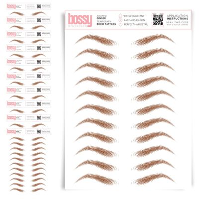 10 Pack Temporary Eyebrow Tattoos Waterproof Eyebrow Stickers, False Tattoos Hair Like Peel Off Instant Transfer Brows For Women And Men | Natural Strokes, Shaping (arched, ginger)
