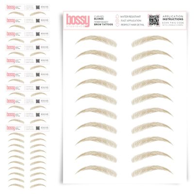 10 Pack Temporary Eyebrow Tattoos Waterproof Eyebrow Stickers, False Tattoos Hair Like Peel Off Instant Transfer Brows For Women And Men | Natural Strokes, Shaping (curved, blonde)