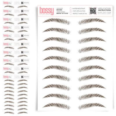 10 Pack Temporary Eyebrow Tattoos Waterproof Eyebrow Stickers, False Tattoos Hair Like Peel Off Instant Transfer Brows For Women And Men | Natural Strokes, Shaping (upward, brown)