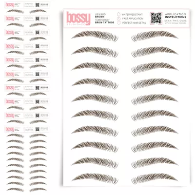 10 Pack Temporary Eyebrow Tattoos Waterproof Eyebrow Stickers, False Tattoos Hair Like Peel Off Instant Transfer Brows For Women And Men | Natural Strokes, Shaping (upward, brown)