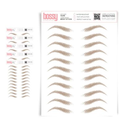 5 Pack Temporary Eyebrow Tattoos Waterproof Eyebrow Stickers, False Tattoos Hair Like Peel Off Instant Transfer Brows For Women And Men | Natural Strokes, Shaping (arched, taupe)