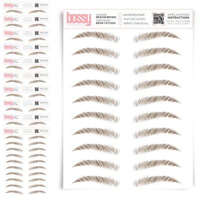 10 Pack Temporary Eyebrow Tattoos Waterproof Eyebrow Stickers, False Tattoos Hair Like Peel Off Instant Transfer Brows For Women And Men | Natural Strokes, Shaping (upward, medium brown)