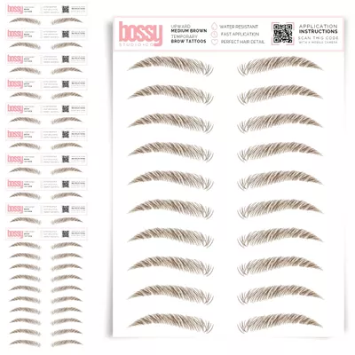 10 Pack Temporary Eyebrow Tattoos Waterproof Eyebrow Stickers, False Tattoos Hair Like Peel Off Instant Transfer Brows For Women And Men | Natural Strokes, Shaping (upward, medium brown)