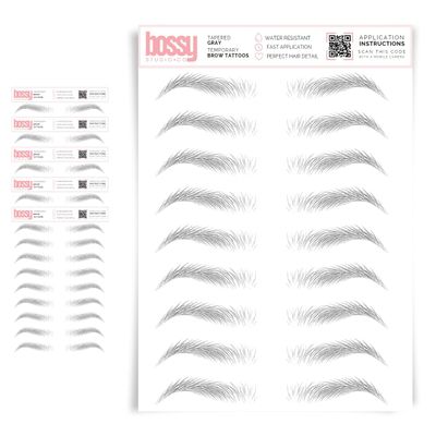 5 Pack Temporary Eyebrow Tattoos Waterproof Eyebrow Stickers, False Tattoos Hair Like Peel Off Instant Transfer Brows For Women And Men | Natural Strokes, Shaping (tapered, gray)