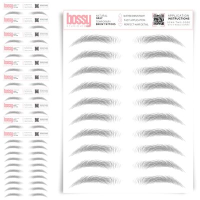 10 Pack Temporary Eyebrow Tattoos Waterproof Eyebrow Stickers, False Tattoos Hair Like Peel Off Instant Transfer Brows For Women And Men | Natural Strokes, Shaping (natural, gray)