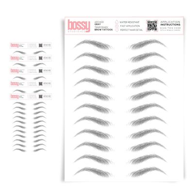 5 Pack Temporary Eyebrow Tattoos Waterproof Eyebrow Stickers, False Tattoos Hair Like Peel Off Instant Transfer Brows For Women And Men | Natural Strokes, Shaping (arched, gray)
