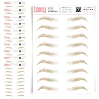 10 Pack Temporary Eyebrow Tattoos Waterproof Eyebrow Stickers, False Tattoos Hair Like Peel Off Instant Transfer Brows For Women And Men | Natural Strokes, Shaping (tapered, blonde)