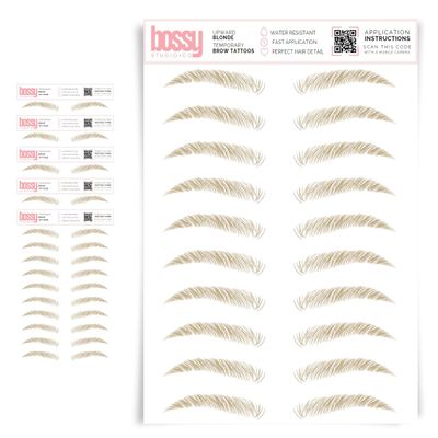 5 Pack Temporary Eyebrow Tattoos Waterproof Eyebrow Stickers, False Tattoos Hair Like Peel Off Instant Transfer Brows For Women And Men | Natural Strokes, Shaping (upward, blonde)
