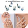 Semi-Cured Gel Nail Strips - 20 Salon-Quality Gel Sticker with UV Light Required, Long Lasting, Easy Application & Removal, Includes Prep Pad, Nail File, Wooden Stick (Blue Oceanwave) view 2