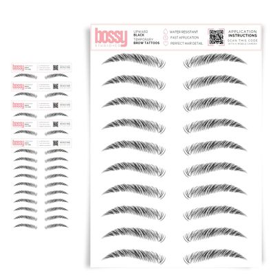 5 Pack Temporary Eyebrow Tattoos Waterproof Eyebrow Stickers, False Tattoos Hair Like Peel Off Instant Transfer Brows For Women And Men | Natural Strokes, Shaping (upward, black)