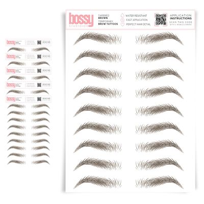5 Pack Temporary Eyebrow Tattoos Waterproof Eyebrow Stickers, False Tattoos Hair Like Peel Off Instant Transfer Brows For Women And Men | Natural Strokes, Shaping (tapered, brown)