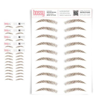 5 Pack Temporary Eyebrow Tattoos Waterproof Eyebrow Stickers, False Tattoos Hair Like Peel Off Instant Transfer Brows For Women And Men | Natural Strokes, Shaping (upward, medium brown)