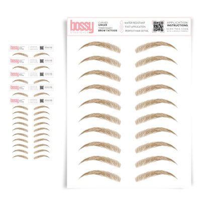 5 Pack Temporary Eyebrow Tattoos Waterproof Eyebrow Stickers, False Tattoos Hair Like Peel Off Instant Transfer Brows For Women And Men | Natural Strokes, Shaping (curved, ginger)
