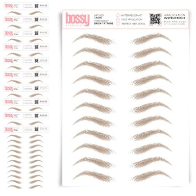 10 Pack Temporary Eyebrow Tattoos Waterproof Eyebrow Stickers, False Tattoos Hair Like Peel Off Instant Transfer Brows For Women And Men | Natural Strokes, Shaping (arched, taupe)