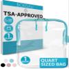 BORSALI TSA Approved Toiletry Bag - Clear Quart Size for 3-1-1 Carry On Travel - Makeup Organizer Cosmetic Pouch with Zipper - Travel Accessories - Light Blue view 1