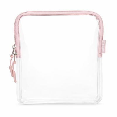 BORSALI TSA Approved Toiletry Bag - Clear Quart Size for 3-1-1 Carry On Travel - Makeup Organizer Cosmetic Pouch with Zipper - Travel Accessories - Rose