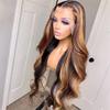 Youllyuu Women Body Wave Human Hair Lace Front Wig Honey Wig Brazilian Highlight Body Wave 13X6 Lace Frontal Wigs 13x6 Frontal Wig 14in#180% view 1