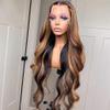 Youllyuu Women Body Wave Human Hair Lace Front Wig Honey Wig Brazilian Highlight Body Wave 13X6 Lace Frontal Wigs 13x6 Frontal Wig 14in#180% view 2