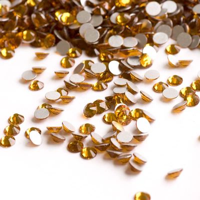 SS20 1440pcs Crystal Glass Topaz Flat Back Nail Art Non Hotfix Glue On Rhinestones Glass Yellow Crystals for Nail Art Salon Garment