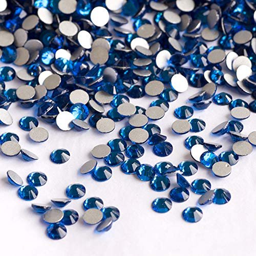 SS20 1440pcs New 5A Capri Blue Glass Stones Flatback Diamond Non Hot Fix Strass Crystal Rhinestones for Nail Art Garment Gym Suit