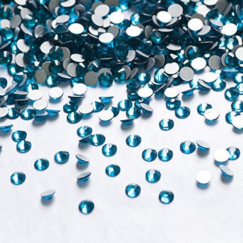 SS20 1440pcs Crystal Glass Blue Zircon Non Hotfix Rhinestones Sewn Strass Flat Back Nail Art Glue On Crystal Stones for Needlework Garment Dress