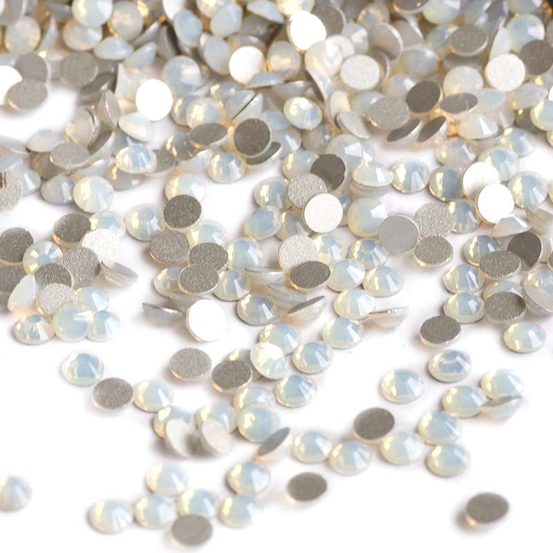 SS20 1440pcs Crystal Glass Opal White Nail Art Rhinestones Flatback Stone Non Hot Fix Strass for Nails Garment Clothing Craft Decoration